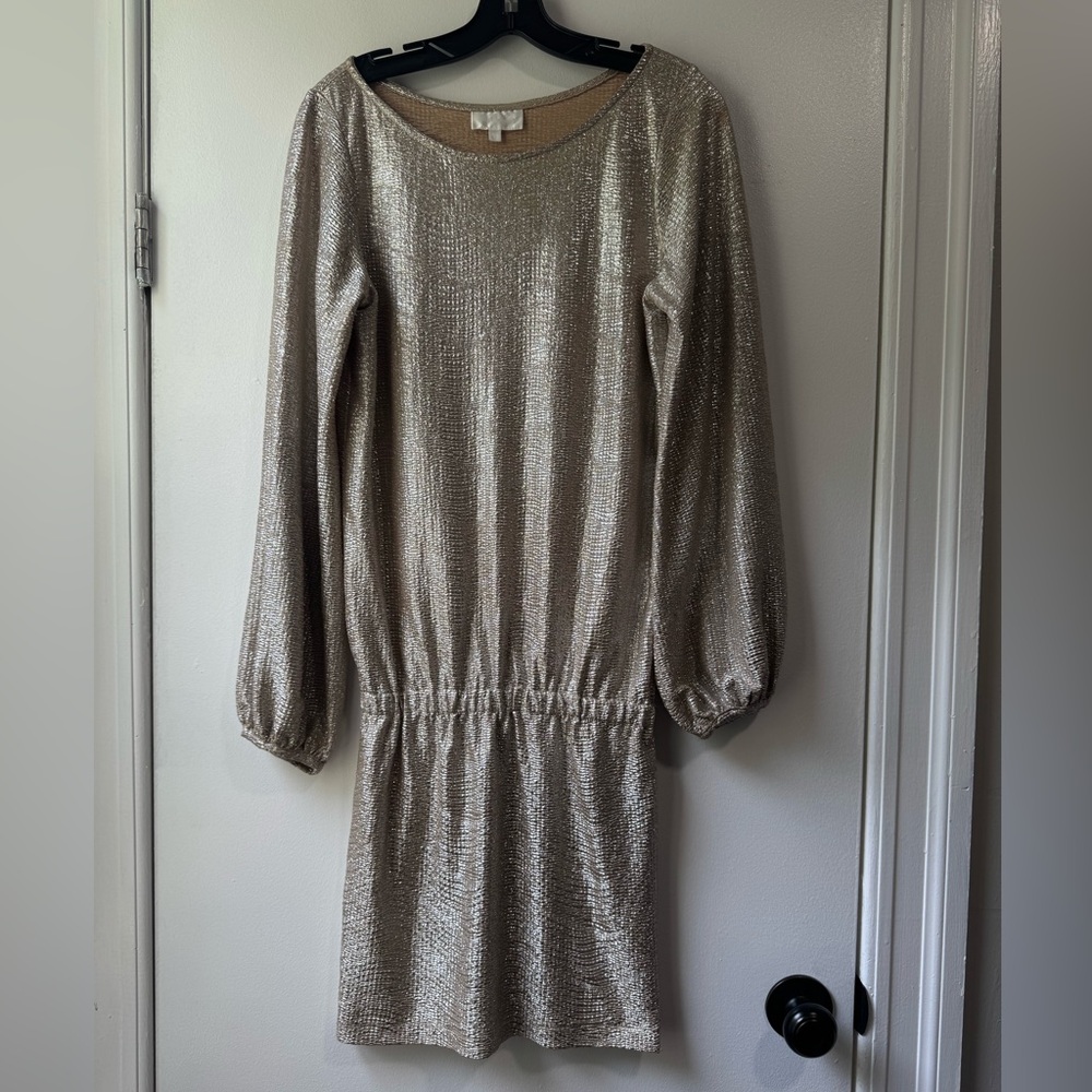Alexis Metallic Gold Long Sleeve Dress